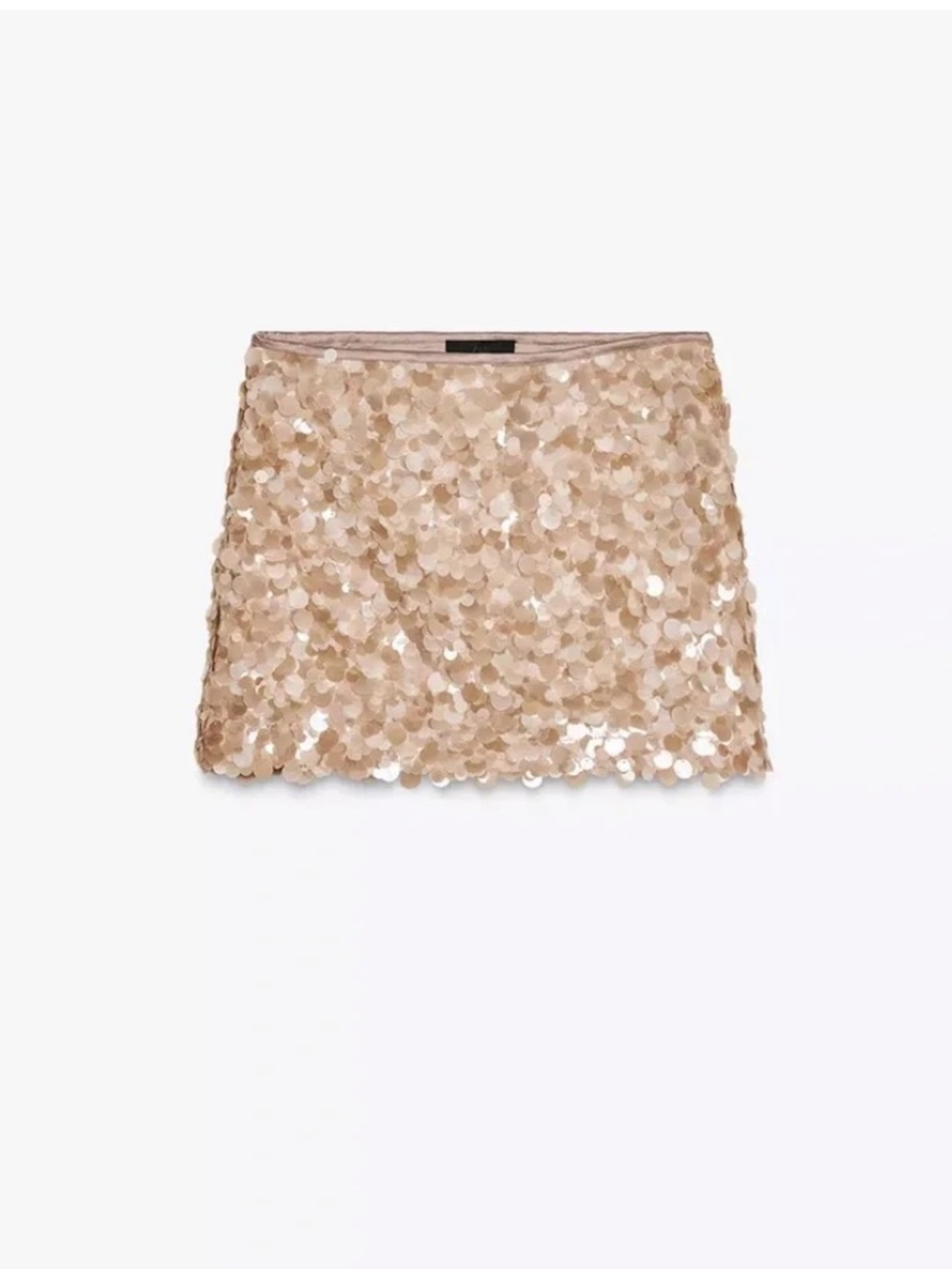 NWT ZARA Sequined Mini Skirt Beige 3920/221